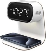 Reloj despertador digital con estación de carga rápida inalámbrica de 15W