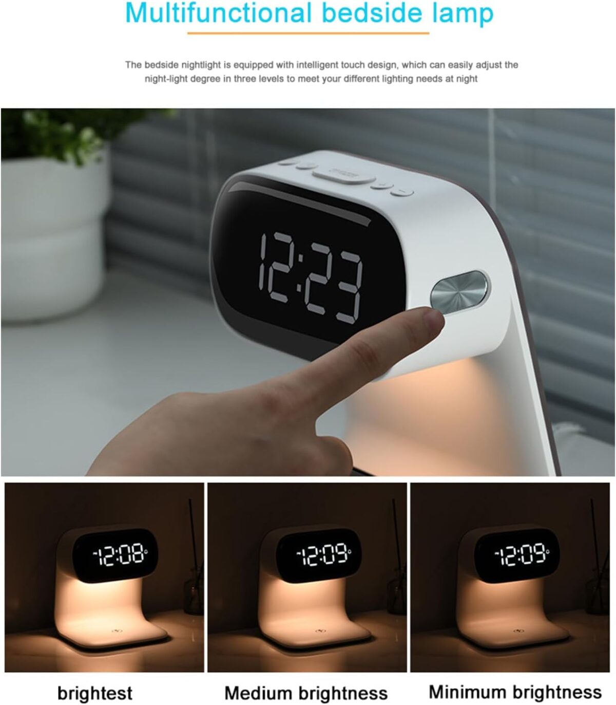 Reloj despertador digital con estación de carga rápida inalámbrica de 15W - Image 4